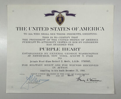 Incredible WWII U.S. Purple Heart Grouping to KIA Soldier - (264th Infantry Regiment 66th Division) - Image 6