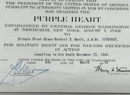 Incredible WWII U.S. Purple Heart Grouping to KIA Soldier - (264th Infantry Regiment 66th Division) - Image 7