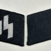 RARE Set of Waffen-SS Officer Collar Tabs in Flatwire/BeVo - (Uniform Removed)