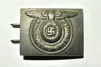 RARE Early Unmarked 'Neusilber' (Nickle-Silver) Enlisted-SS Belt Buckle - "Cracked Wing"