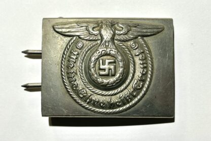 RARE Early Unmarked 'Neusilber' (Nickle-Silver) Enlisted-SS Belt Buckle - "Cracked Wing"