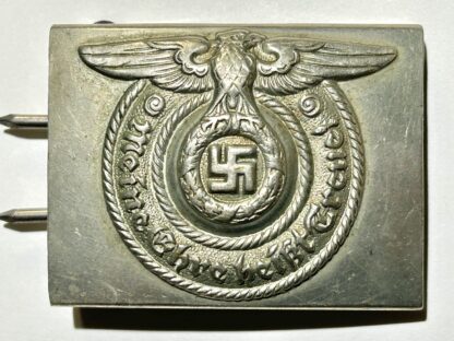 RARE Early Unmarked 'Neusilber' (Nickle-Silver) Enlisted-SS Belt Buckle - "Cracked Wing" - Image 3