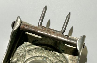 RARE Early Unmarked 'Neusilber' (Nickle-Silver) Enlisted-SS Belt Buckle - "Cracked Wing" - Image 6
