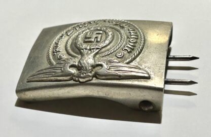 RARE Early Unmarked 'Neusilber' (Nickle-Silver) Enlisted-SS Belt Buckle - "Cracked Wing" - Image 4