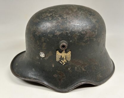 RARE M18 Heer (Army) Reissued ‘Ear-Cut-Out’ Combat Helmet - (ET64) - Image 3
