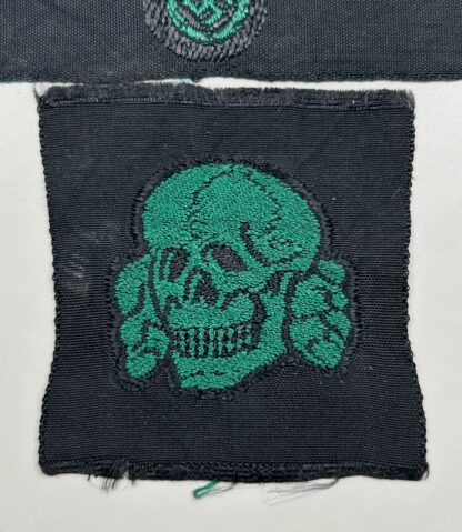 VERY RARE Waffen-SS Green Cap Insignia Set for Camouflage Cap - (Unissued) - Image 4
