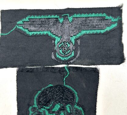 VERY RARE Waffen-SS Green Cap Insignia Set for Camouflage Cap - (Unissued) - Image 7