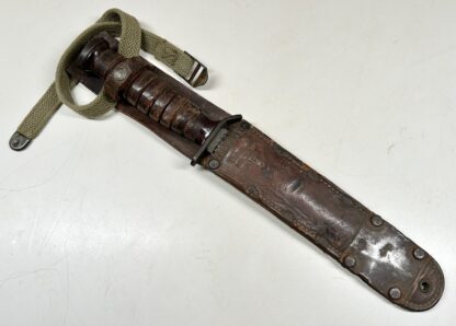 U.S. WWII M3 Fighting Knife by Imperial w/ 1943 Dated M6 Leather Scabbard - Image 3