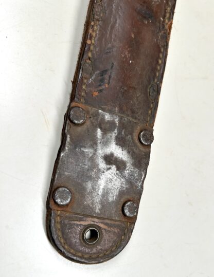U.S. WWII M3 Fighting Knife by Imperial w/ 1943 Dated M6 Leather Scabbard - Image 4