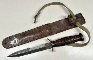 U.S. WWII M3 Fighting Knife by Imperial w/ 1943 Dated M6 Leather Scabbard