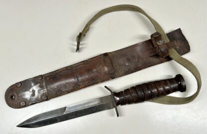 U.S. WWII M3 Fighting Knife by Imperial w/ 1943 Dated M6 Leather Scabbard