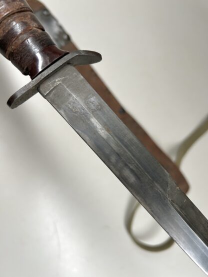 U.S. WWII M3 Fighting Knife by Imperial w/ 1943 Dated M6 Leather Scabbard - Image 14