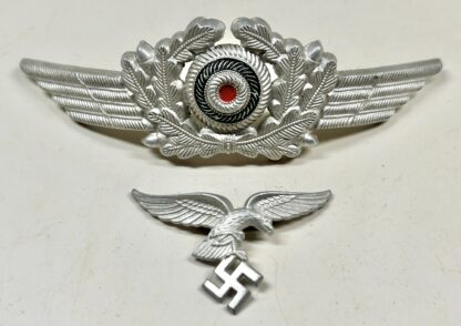 Matching Set of Luftwaffe EM/NCO Visor Cap Insignia